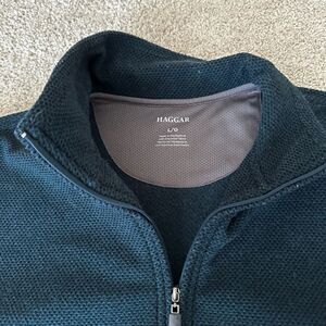 Men’s blue quarter zip polo